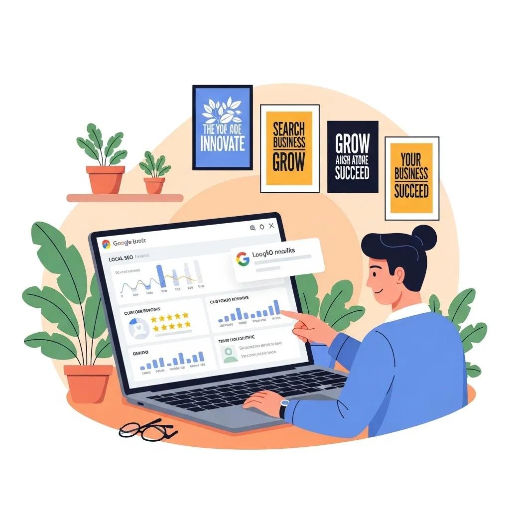 Small business owner utilizing AI tools for local SEO growth