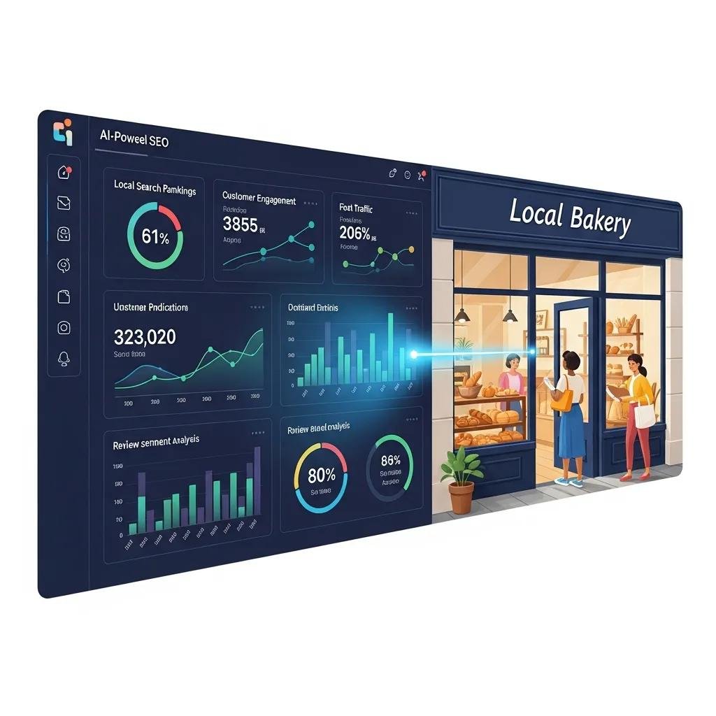 Digital dashboard showcasing AI analytics for local SEO benefits