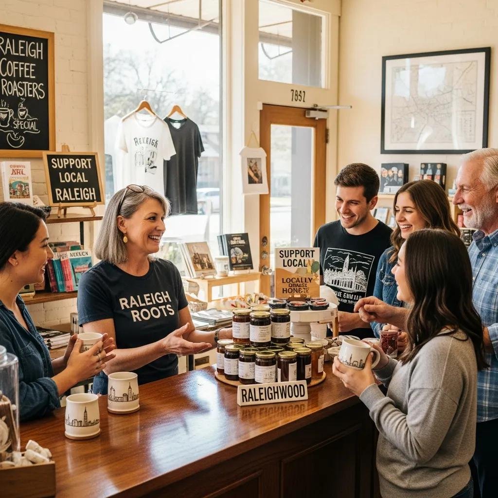 Local business owner engaging with customers in a storefront