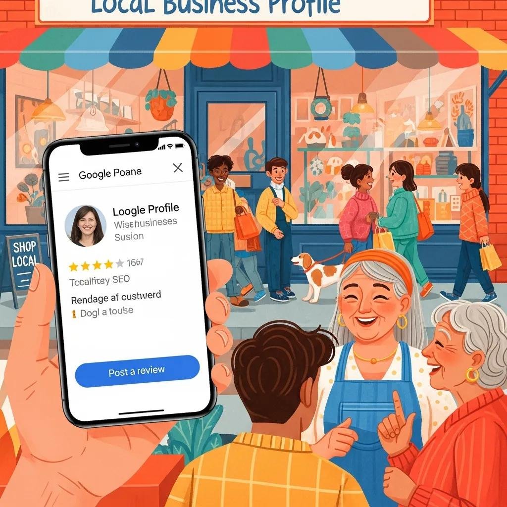 Local business owner engaging with customers to enhance local SEO visibility