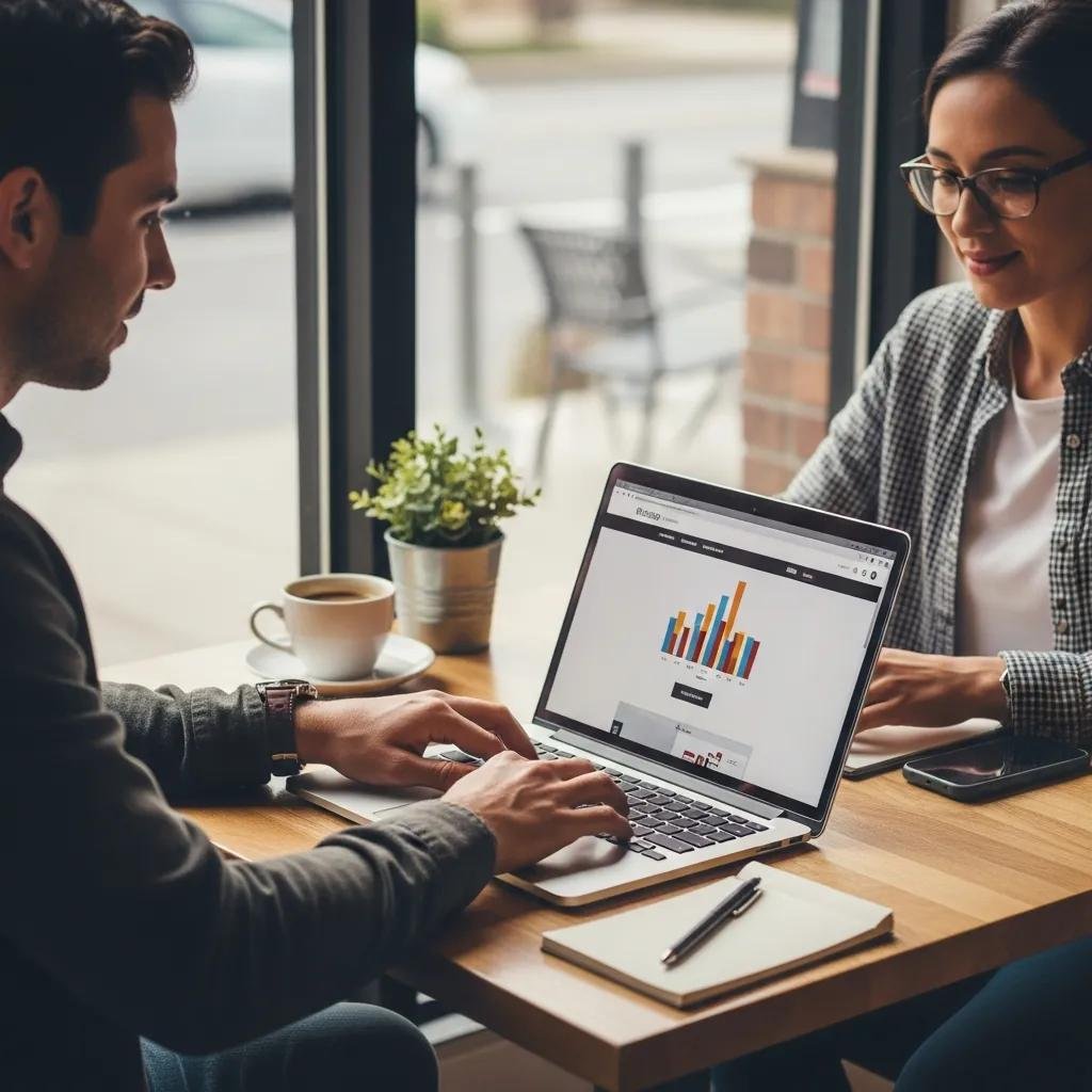 Small business owner in Raleigh working on local SEO strategies in a coffee shop