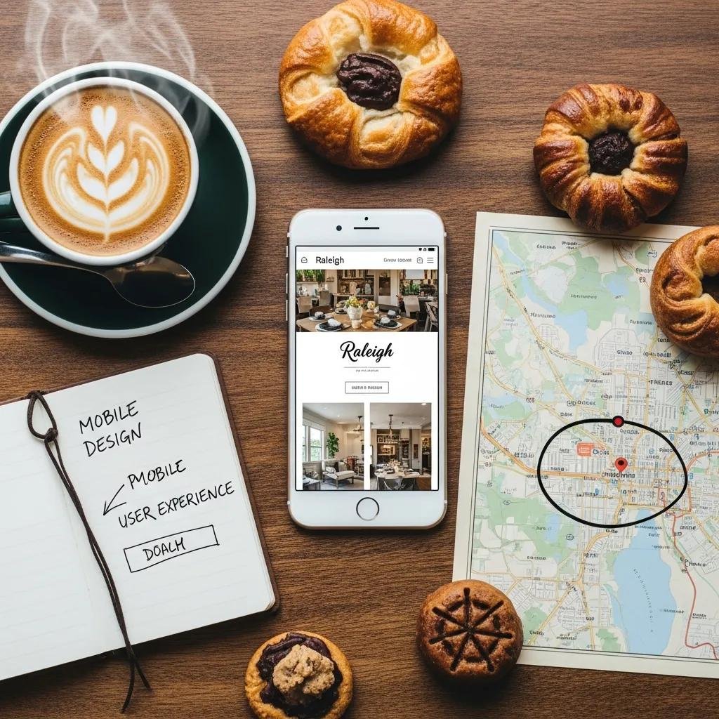 Smartphone displaying a well-optimized mobile website with local business elements