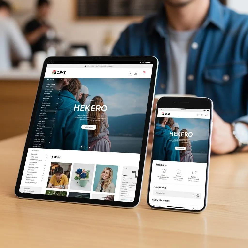 User-friendly website displayed on smartphone and tablet in a relaxed café setting